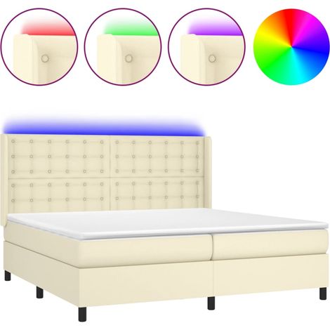 Maison Exclusive - Sommier à lattes de lit matelas LED Crème 200x200 cm Similicuir (1/5)