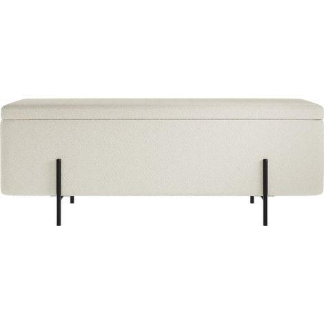 Lola Storage Ottoman - Boucle/Metal - L45 x W116 x H45 cm - Ivory/Black Matte