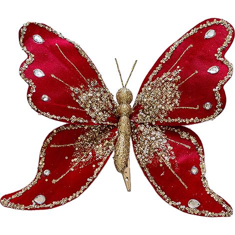 Weihnachtsbaum-Clip-Dekoration, Weihnachtsbaumschmuck für künstliche Weihnachtsbäume, Kränze, Girlanden, Dekoration, Rot (1/2)