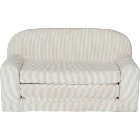 Canapé lit enfant en velours côtelé dépliable. couleur crème. L 90 x P 43 x H 51.5 cm (1/5)