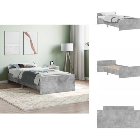 Cadre de lit sans matelas gris béton 90x190 cm - Cadre De Lit - Lit Double - Lit Simple - Literie - Meuble Chambre (1/5)