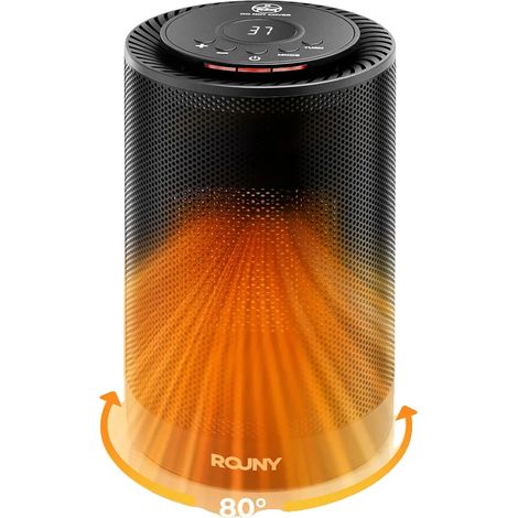 Calefactor eléctrico oscilante, termostato regulable, color negro, homologado para la UE, 1200 W. (1/2)