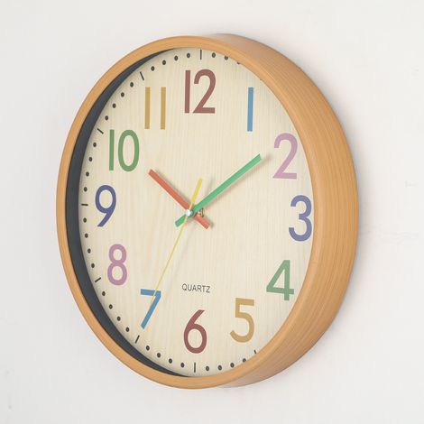 Orologio da parete colorato da 30 cm (12 pollici) con motivo a cartoni animati, ideale per camera da letto, soggiorno e cameretta dei bambini (batterie non incluse). (1/5)