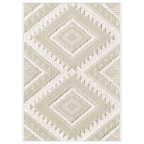 Tappeto geometrico - Salvador - Rombi ecrù e beige naturale - 80 x 150 cm
