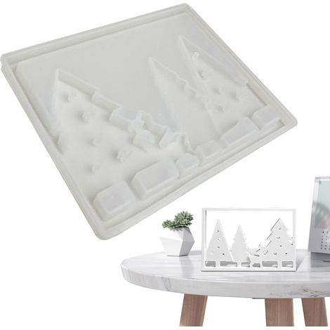 Christmas Tree Mold Empreinte Lumières Fêtes en Plâtre - Moule en Silicone pour Arbre de Noël Démoulage Facile pour Ciment Plâtre Artisans Enthousiastes Artistes Décorateurs (1/5)