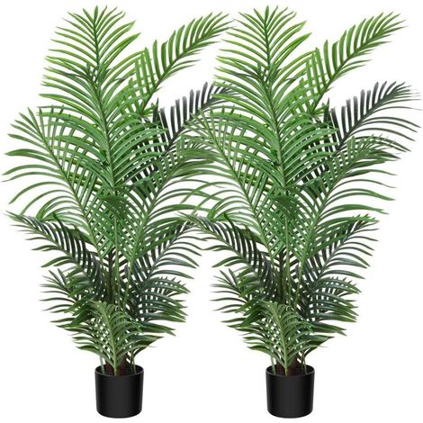 Kunstpalme Areca 120 cm im Topf, 2 Stück, Grün, Dekoration für Haus & Büro (1/5)