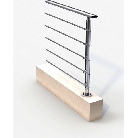 Kit Rallonge 1 Poteau Ellipsis Aluminium - Garde Corps Longueur Inox Brillant 100 Cm (1/5)