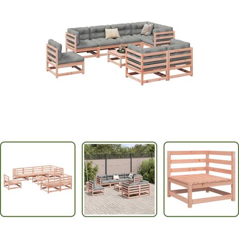 vidaXL Canapé d'angle - Salon de jardin 9 pcs bois massif sapin de douglas (1/5)
