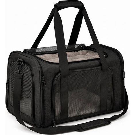 Sac de transport pour chien et chat - Sac de voyage - Sac de transport - Panier de voyage - Sac pour chien - Sac pour chat - Sac bandoulière - Pliable - Avec bandoulière - Pour petits chiens - Sac pou (1/5)