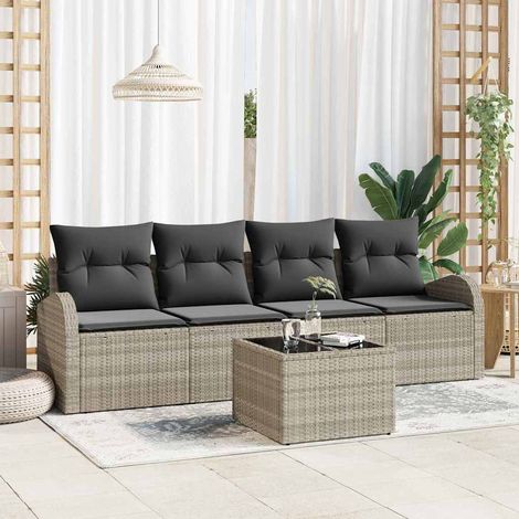 vidaXL Ensemble de canapé de jardin Gris clair 55 x 55 x 37 cm (1/5)