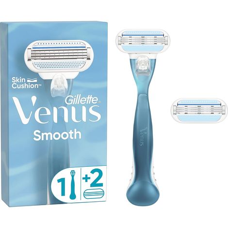 Smooth Pour Femmes, 1 Manche, 2 Recharges Avec 3 Lames Qui S’Adaptent Aux Corps Et Une Bande Lubrifiante Pour Un Rasage De Près En Douceur Et Pour Protéger La Peau (1/5)