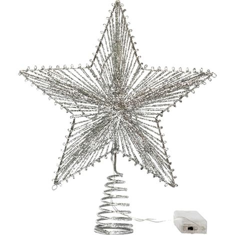 Étoile Pour Sommet De Sapin De Noël - En Fil De Fer - Avec Paillettes - Pour Décoration Intérieure Et Fêtes - 1 Pièce (1/5)