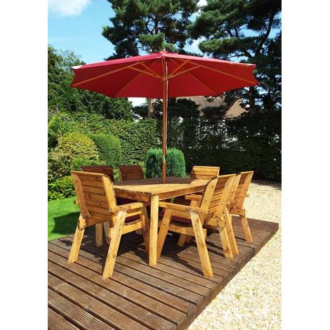 Six Seater Rectangular Table Set with Cushions - W290 x D245 x H98 - Fully Assembled - Burgundy