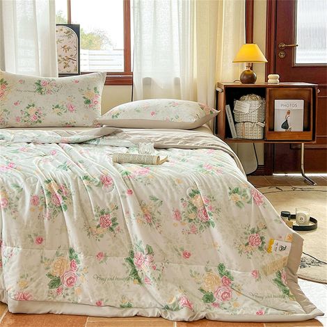 Couette réversible, 2,5 Tog, microfibre respirante, garnissage 200g/m², lavable machine, été voyage maison (1/5)