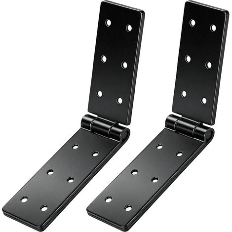 2 Pcs Charniere Porte Lourde, Charnières pour Portes Pliantes, Charnières Pliantes Noires, Connecteurs de Charnieres de Porte pour Jardin, Boîtes en Bois, Armoires, Meubles (1/5)