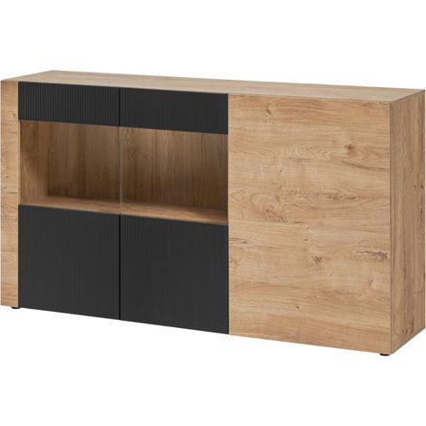 Buffet DOUM – Roble claro y negro – L160 x H93 x P40 cm