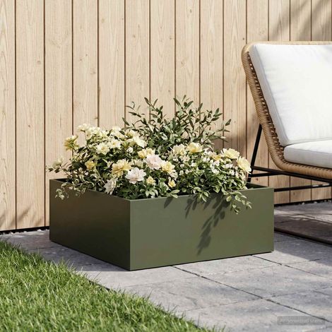 vidaXL Macetero de Jardín Verde oliva 60 x 60 x 20 cm (1/5)