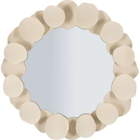 Specchio Dakate, Cornice Effetto Pietra, Forma Rotondo, Tipologia a Parete, 85x85h cm Beige