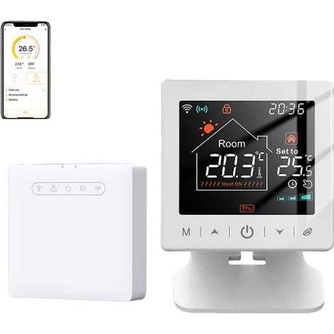 Termostato inteligente WiFi, doble fuente de alimentación, control por voz, WiFi (1/2)