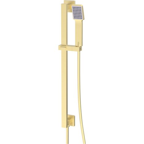 Signature Reflex Square Shower Slide Rail Kit with Single Function Handset - Brushed Brass
