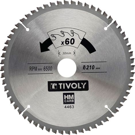 Tivoly • Lame de Scie Circulaire • Ø210mm • 60 Dents en Carbure • Pour Scie Portative • Pour Découpe Multi-Matériaux
