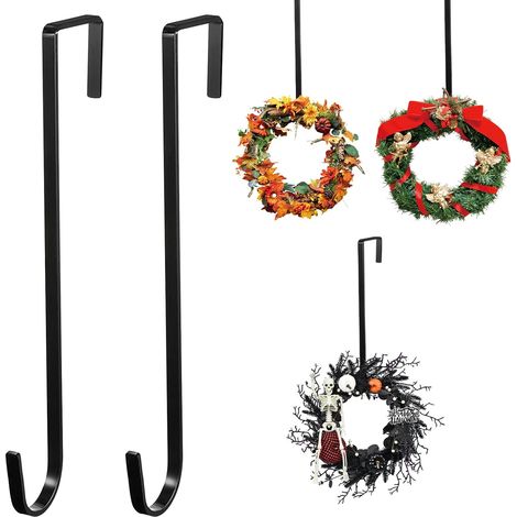 Lot 2 crochets de porte Noël en métal noir 35 cm pour suspendre (1/5)