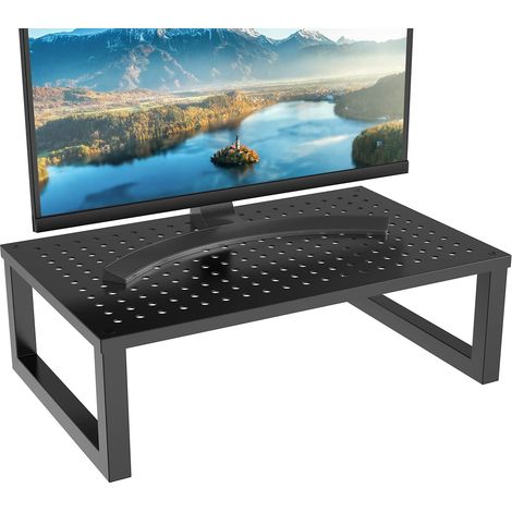 Soporte elevador de monitor, soporte elevador de monitor para impresora de escritorio con plataforma metálica ventilada y espacio de almacenamiento debajo, 1 unidad