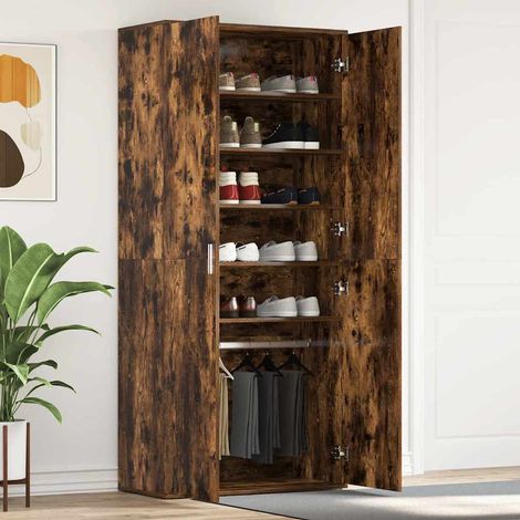 Schuhschrank Geräucherte Eiche 80 x 39 x 178 cm Holzwerkstoff