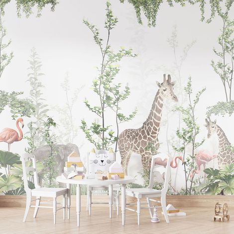 Papier peint panoramique Enfants - Animaux de la Jungle - 130 cm x 73 cm (1/4)