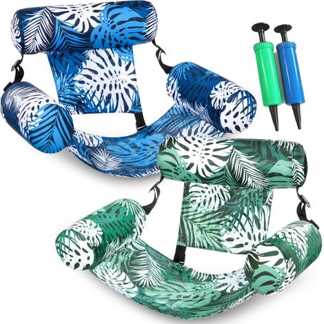 Lot de 2 chaises de piscine gonflables 4 en 1, hamac aquatique pour adultes et enfants - accessoires pour les fêtes d'été à la plage et au lac (1/5)