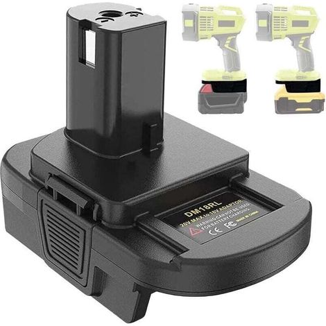 Adaptateur de Batterie DM18RL pour Ryobi 18V Outils électriques à Batterie au Lithium, converti avec dewalt 18 V 20 V ou avec Milwaukee 18 V Batterie Li-ION pour 18V Source d'alimentation (1/4)