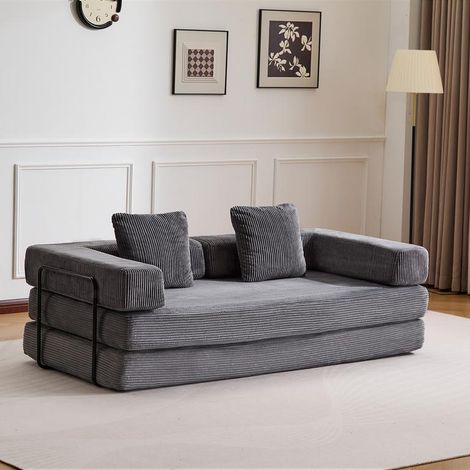 4-in-1 Schlafsofa aus Cord, faltbares 2-Sitzer Sofa mit Bettfunktion, ideal für kleine Räume (1/5)