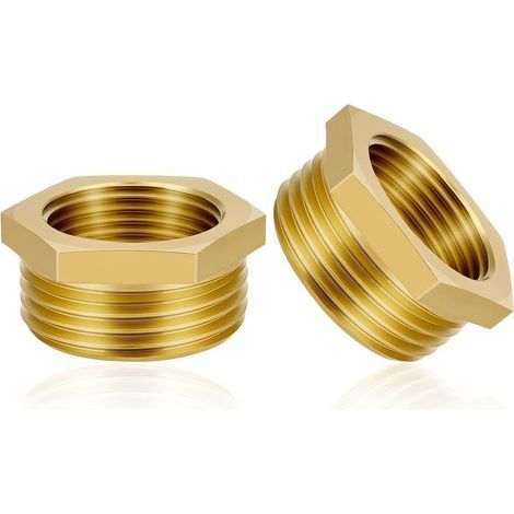 Flintronic 2-teiliger Reduzieradapter aus Messing, 1/2"-Innengewinde auf 3/4"-Außengewinde, Sechskant-Reduzierverbinder aus Messing, Reduzierstück von Innengewinde auf Außengewinde, für Rohrumrüstung (1/5)