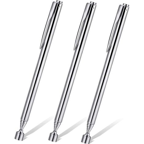 3Pcs Magnetic Telescopic Tools,Pick Up Magnet,Portable Extendable Magnetic Telescopic Rod,Magnetic Pick Up Extension Rod,Telescopic Rods with Pocket Clip