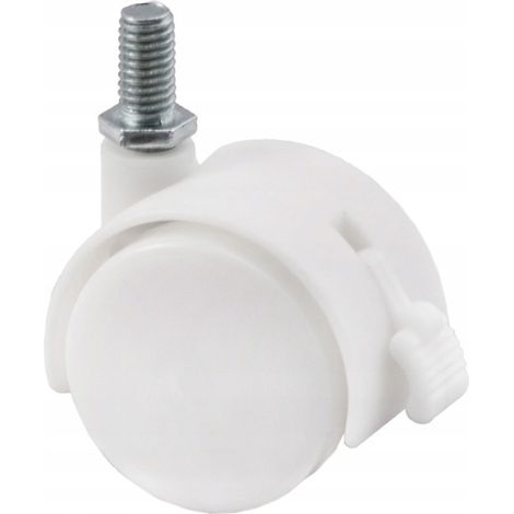 Roulette pour meuble avec filetage M8 et frein D40 blanche (1/2)