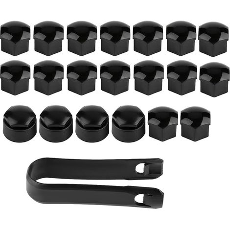 Lot de 20 Cache-Écrous de Roue Noir, Protection Anti-poussière en Plastique, 17mm, Capuchons de Protection pour Jantes Auto (1/4)
