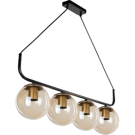 Lampada da soffitto Terena MDL4174 in metallo nero con 4 portalampada H67xL78 (1/3)