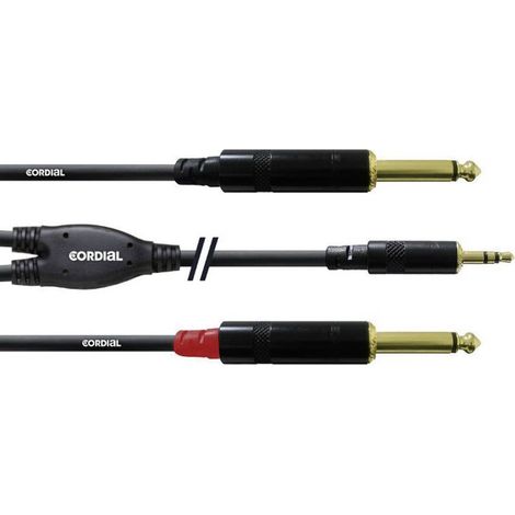 Câble adaptateur audio [1x Jack mâle 3.5 mm - 2x Jack mâle 6.35 mm] Cordial CFY3WPP noir 3.00 m