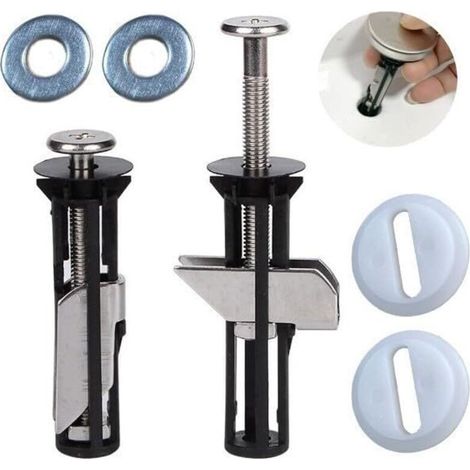 Kit de fixation abattant wc, fixation cuvette WC et fixation lunette WC universel, 2 pièces avec vis d'expansion réglables pour une installation facile (1/4)