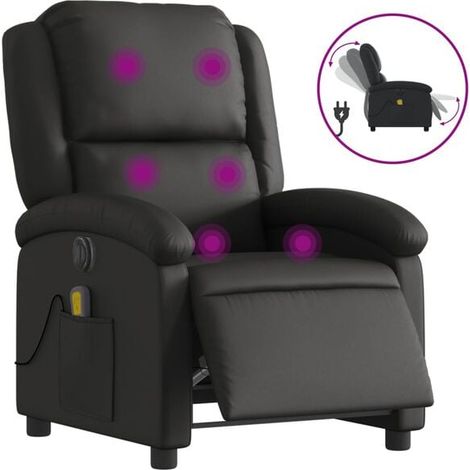 Chaise de massage électrique en cuir noir – Siège relaxant avec fonction chauffage, rouleaux massants 3D, réglage de l’inclinaison et contrôle vocal (sans marque) (1/5)