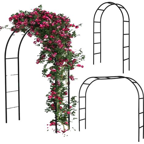 Arche de jardin en treillis, support pour plantes grimpantes, décoration pour cérémonie de mariage, noir (1/2)