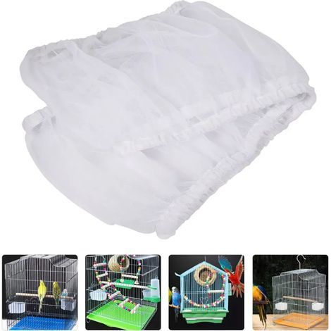 Housse pour cage à oiseaux, filet de protection pour cage à oiseaux, jupe en maille, cordon de serrage ajustable, enceinte, ventilation, convient pour la nourriture des oiseaux et les petits animaux. (1/5)