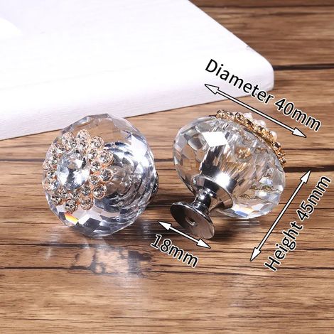 (Ensemble de 2 pièces) Boutons et poignées de meuble en cristal