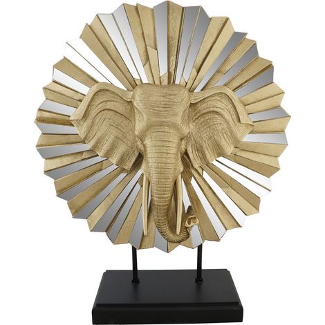 Figura Resina Cristal 47X18X56,5 Elefante Dorado FD202522 (1/3)