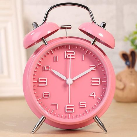 MINKUROW Despertador Despertador, Enseñe A Los Niños A Planificar Su Tiempo Sabiamente, Decoración De Escritorio De Hierro, Reloj De Pared De 11.4 Pulgadas, Color: Rosa (1/5)