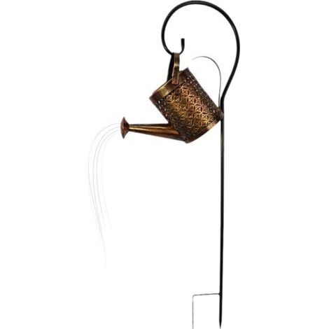 Solarbetriebene LED-Lichterkette für Gießkannen – Wasserdicht – Retro – Metall – Für Garten, Terrasse, Hof, Einfahrt, Pflanzenlaterne (mit Ständer)