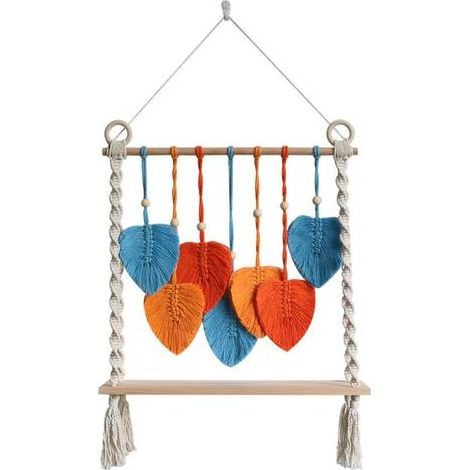 Lntyq Décoration murale en feuille de macramé, décor de feuilles en macramé, Décoration d'intérieur chic, Tapisserie Boho en macramé, décoration murale, macramé à feuilles de bohème pour la décoration (1/3)