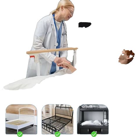 Barandilla de cama, aluminio y hierro duraderos, altura: 36 cm, longitud: 93 cm, se adapta a todos los tamaños de cama, proporciona protección contra impactos. (1/5)