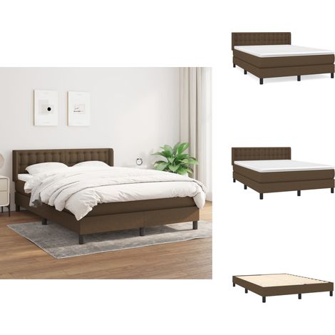 Boxspringbett mit Matratze Dunkelbraun 140x200 cm Stoff - Boxspringbett - Doppelbett - Bettenrahmen - Lattenrost - Matratze (1/5)