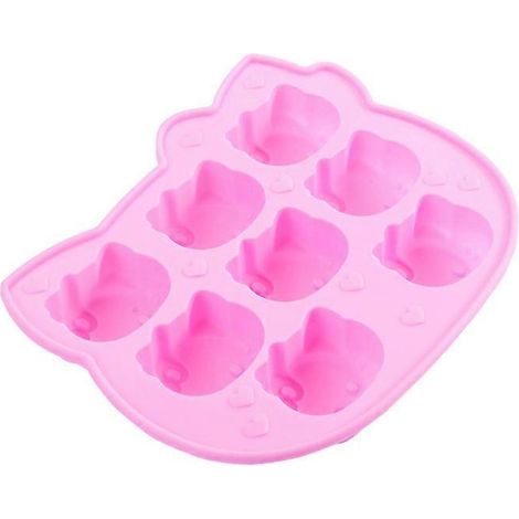 Moule à gâteau en forme de tête de chat, 8 cavités, en silicone, pour gâteau au chocolat, moule à glaçons, bougie parfumée, moule à fromage DIY (1/4)